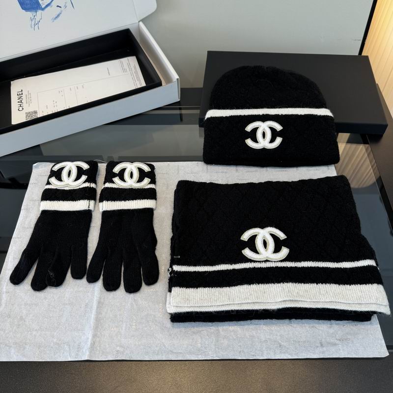 Chanel scarf hat gloves dx07
